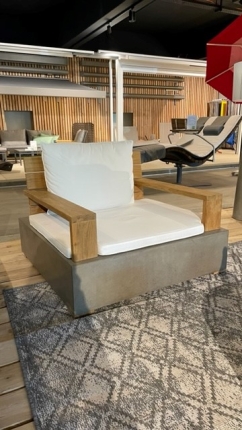 Authentico Loungesessel, Beton, Teak, inkl. Sitz-/Rückenpolster - SALE