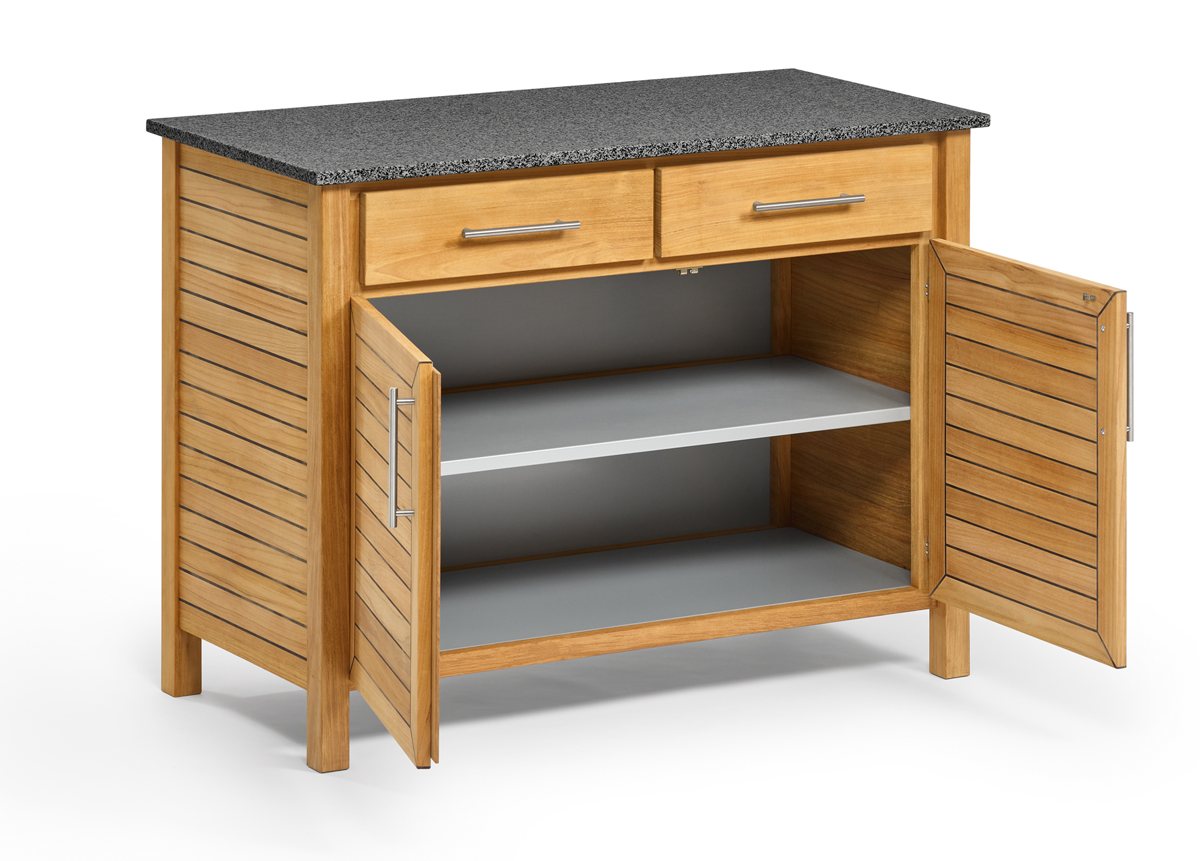 Deck Outdoorschrank 2er-Element von Weishäupl, Teak mit Granitplatte seidenmatt – Bild 2